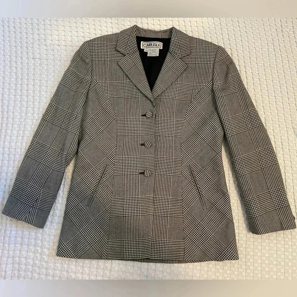 Vintage Carlisle| Houndstooth Wool Blazer| Size 8 - Picture 2 of 14